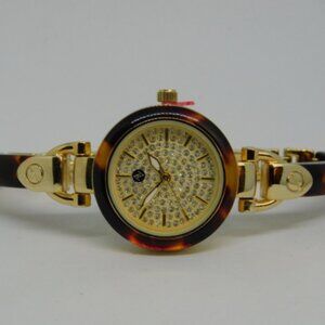 NWOT Beautiful Adrienne Vittadini Woman's Watch 8" Two-toned Gold/Tortoiseshell